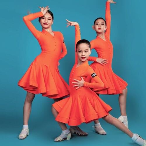 2020 New Kids Child Girls Latin Dance Dress Latin Dance Clothes Salsa Costume For Ballroom Tango Girl Latin Dresses DWY4584