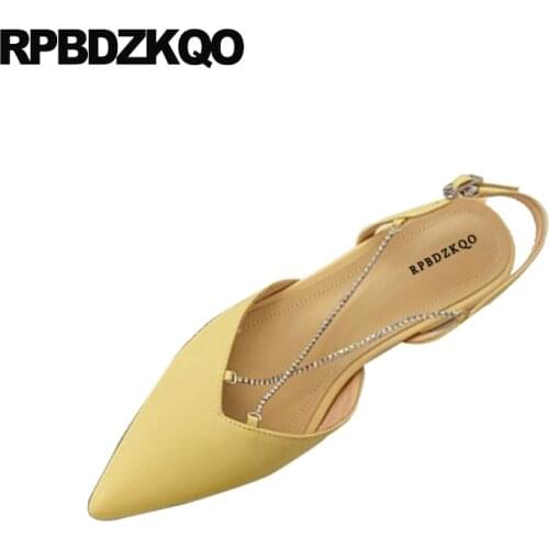 Slingback Rhinestone Elegant Yellow Chain Trending Designer Shoes Women Luxury 2021 Bling Bridal Sandals Silver Flat Diamond