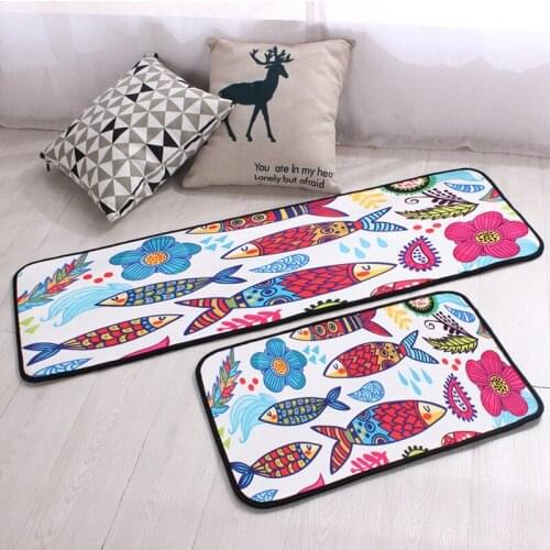 Zeegle Flannel Cartoon Corridor Mat Welcome Doormat Absorbent Kitchen Area Rug Home Bedroom Carpet Floor Mat Non-slip Bath Mats