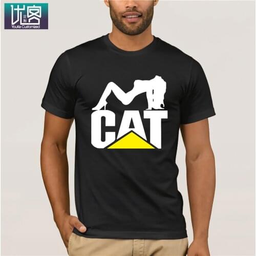 Sexy Caterpillar CAT Logo T-Shirt Fashion Graphic Short Sleeve Black Funny T-Shirts Brand Cotton Summer Style T-Shirts