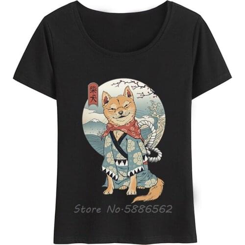 Japan Traditional Ukiyoe Style Shiba Inu T Shirt Women Summer Casual Short Sleeve Tshirt Femme Kawaii Streetwear t-shirt