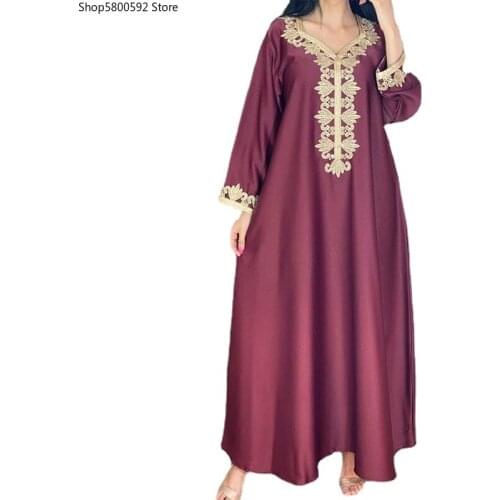 Eid Mubarak Abaya Dubai Muslim Women Dress Djellaba Femme Plus Size Boubou Long Sleeve Gown Turkish Kaftan European Clothing