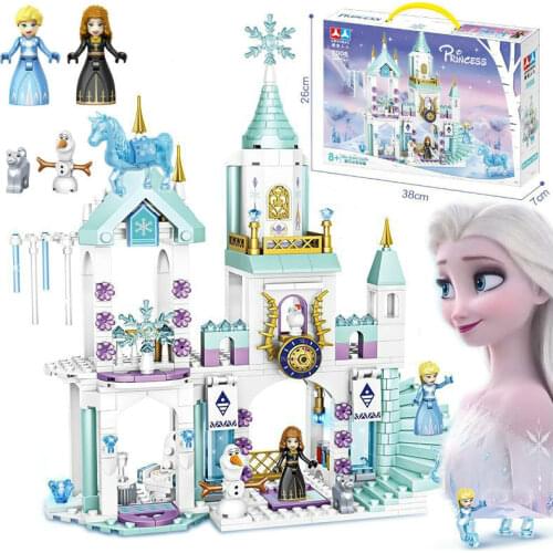 2020 New Disney Frozen Elsa Anna Olaf Cinderella Princess Building Model Block Set Mermaid Castle Compatible Brick Kids Toy Gift