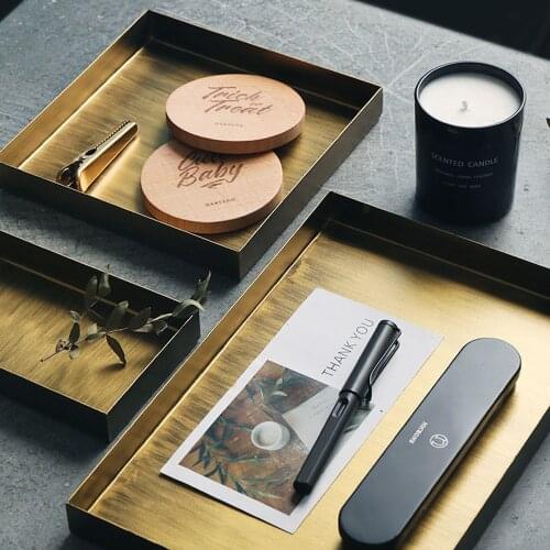 Metal Storage Tray Home Fruit Cake Dessert Tea Set Trays Retro Gold Desktop Decor Jewelry Display Organizer Plate