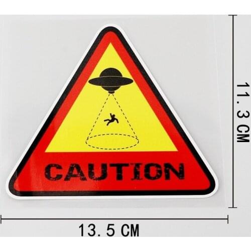 1 Pcs Beware of Alien Kidnapping Warning Decal PVC Car Styling Sticker Waterproof Car Accessories 13.5CM X 11.3CM