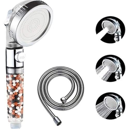 Mineral Filter Shower Head with Switch Button High Pressure Saving Water HandHeld Shower Filter 3 Modes Jetting Spa Shower Head