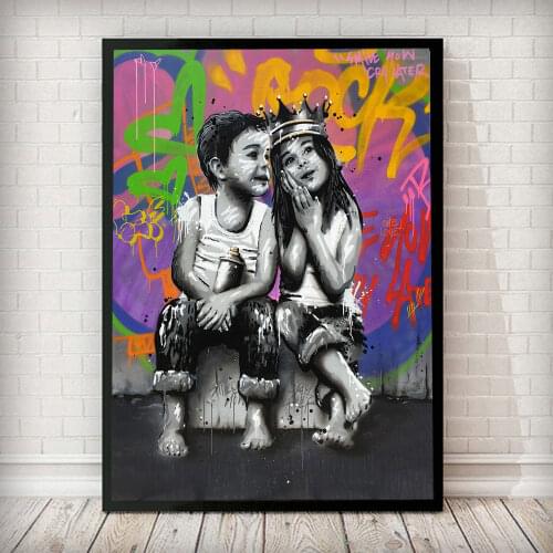 Wall Art Street Graffiti Canvas Print Posters Lovely Kids Painting Abstract Modular Picture Vintage Home Decor For Living Room