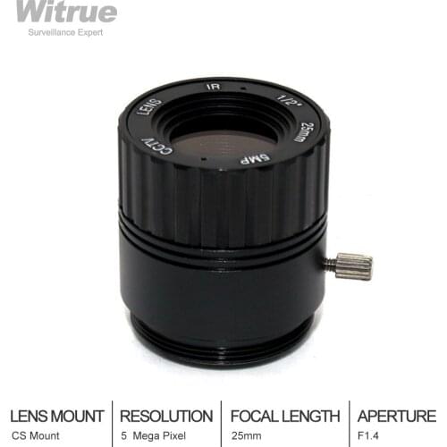 Witrue HD CCTV Lens 5 Megapixel CS Mount 25mm Aperture F1.4 Image Fomat 1/2" for HD AHD IP Camera Security Camerasv