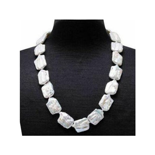 Natural White Unique Shape Baroque Freshwater Pearl Necklace 18" AAA
