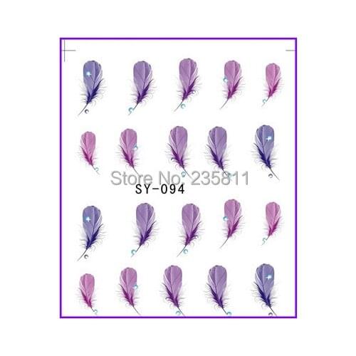 1X Nail Art Water Stickers Nail Decals Stickers Water Transfers Decal Feather Plumage SY94
