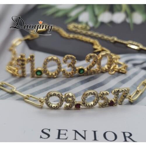 Duoying Personalized 6mm/9mm Size Charm Bracelet Birthstone Nameplate Chain for Women Zircon Layered Chains Zirconia Bracelets
