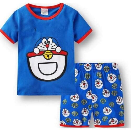 Unisex Summer Pajamas For Children Short Sleeve Cotton Suit Cartoon Animal Clothing Baby Pyjamas Set Sleepwear Childrens Gift