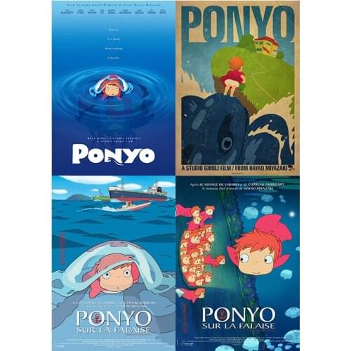 Gake no ue no Ponyo Poster Clear Image Wall Stickers Home Decoration High Quality Prints White Coated Paper home art Brand