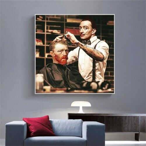 Van Gogh Haircut Posters Prints on Canvas Art and Funny Character Portrait for Scandinavian Room Home One Piece Decor No Frame