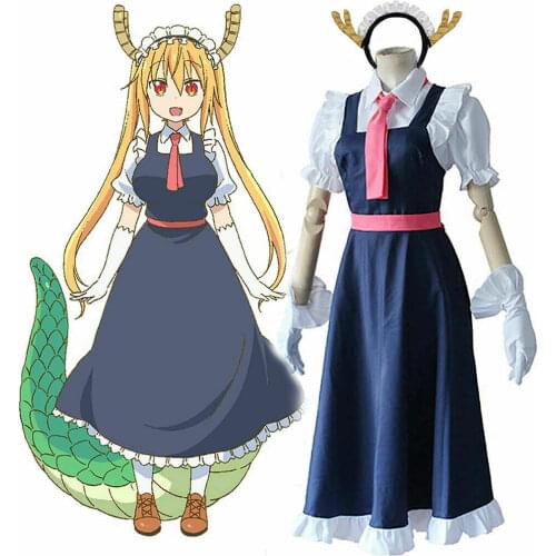 Miss Kobayashis Dragon Maid Dress Tohru Uniform Anime Cosplay Costume