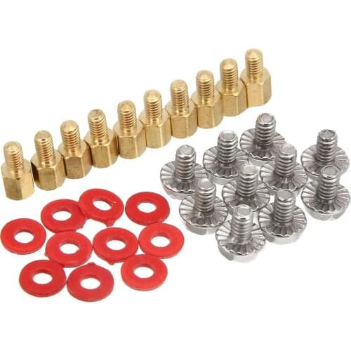 Pohiks 10pcs 5.5mm Brass Motherboard Riser Screws + Washers Durable Computer Case Accessories