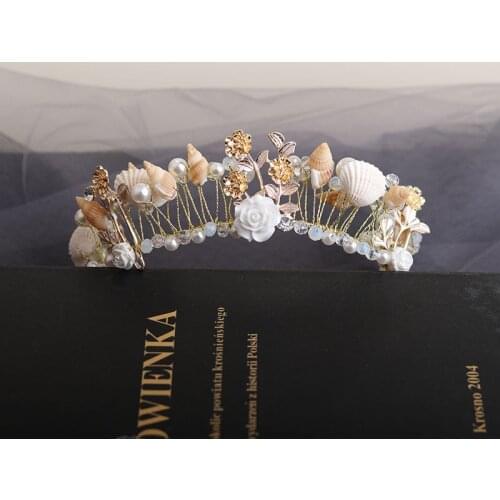 Fashion Mermaid Wreath Bridal Crowns Tiaras Wedding Headband Hair Accessories Girl Summer beach Shell Wreath Head Decoration