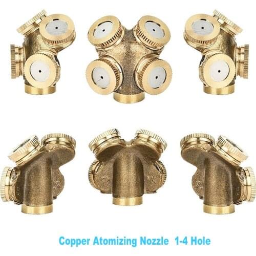 1-4Holes Adjustable Brass Spray Nozzle Atomizing Misting Nozzle Garden Sprinklers Fitting Hose Water Connector Irrigation