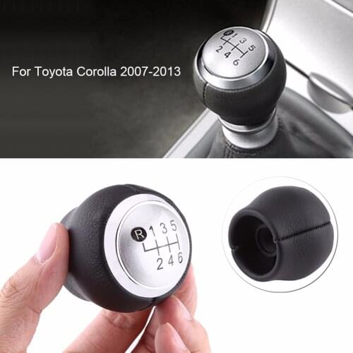 Manual 6 Speed Car Gear Shift Shifter Knob Lever Pen Head PU Leather For Toyota Corolla 2007-2013 Car Styling Accessories
