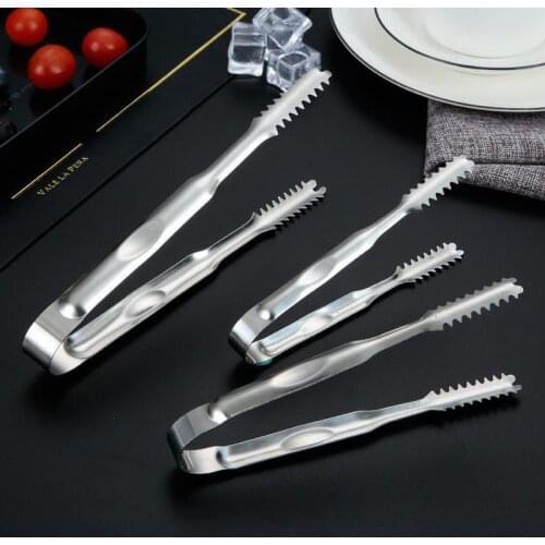 Stainless Steel Ice Tongs Non-Stick Bread Tongs Small Serving Tongs With Teeth Bar Sugar Ice Tongs Party Coffee BBQ Tool