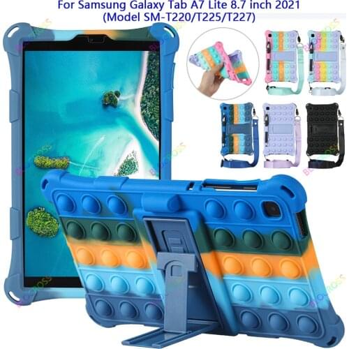Bubble Unzip Silicone Case for 2021Samsung Galaxy Tab A7 Lite 8.7" SM-T220/T225/T227,Non-toxic Safe Shockproof Stand Case Funda