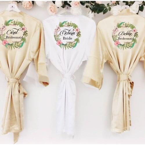 Engagement gift bridal party kimono robes bride robe satin women bridesmaid bride Robes