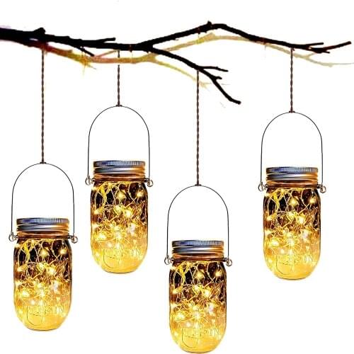 Indoor Outdoor Waterproof Lamp Solar Mason Jar Lights 2M 20 Led String Fairy Firefly Lights for Patio Lawn Garden Party Decorati
