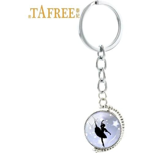 TAFREE Fashion double sides keychain trendy Dancer key chain ring Irish Classic Dance for women jewelry NS131 01