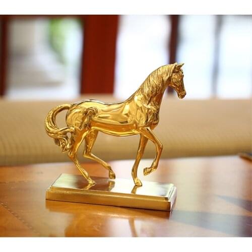 TOP COOL # 2020 office home Business efficacious FENG SHUI Talisman Protection Success Gold-plated HORSE Sculpture ART statue