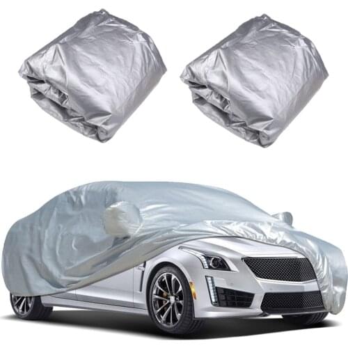 Universal Full Car Cover Snow Ice Dust Sun UV Shade Cover Foldable Light Silver Auto Car Outdoor Protector Cover Car Accessories