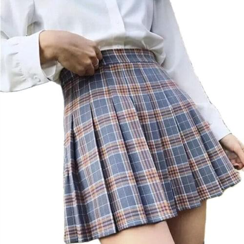 HHGATE New High Waist Womens Skirts Striped Pleated Skirt Elastic Waist Female Skirts Sweet Mini Skirts Dance Skirt Plaid Skirt