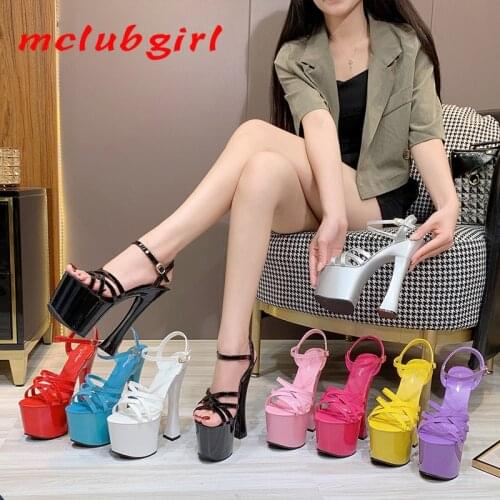 Mclubgirl Hate Sky High Sexy Nightclub Ultra High Heel Sandals Women Waterproof Platform Catwalk Pole Dance Womens Shoes LFD