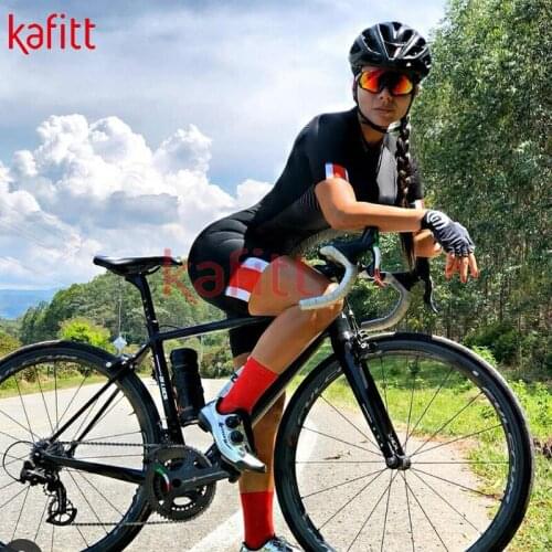 KafitProfessional Team Womens Triathlon Cycling Suit Jumpsuit Maillot Summer Breathable Short Sleeve Suit Tight Sweatshirt Suit