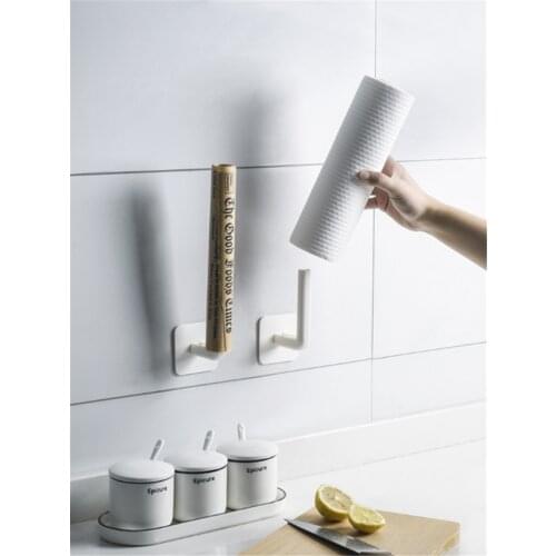 1Pc Kitchen Self-adhesive Accessories Under Cabinet Paper Roll Rack Towel Holder Tissue Hanger Storage Rack for Bathroom Toilet