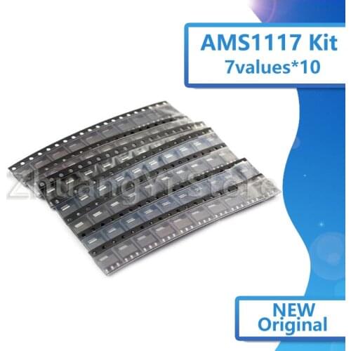 70pcs AMS1117 Voltage Regulator Kit 1.2V/1.5V/1.8V/2.5V/3.3V/5.0V/ADJ 1117 7 values Each 10PCS