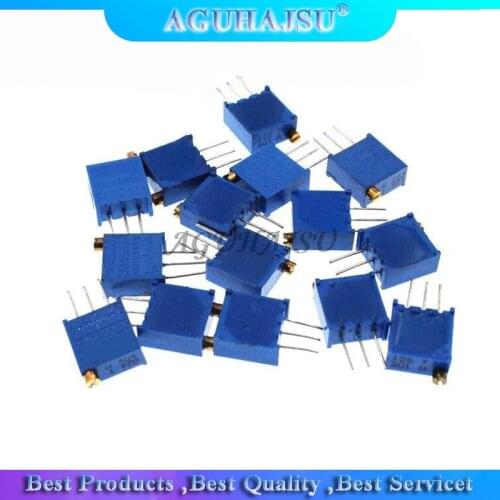 15pcs 3296 3296w 100ohm-2Mohm 0.5w Variable Resistors MultiTurn trimmer adjustable precision 3296w Potentiometer kit