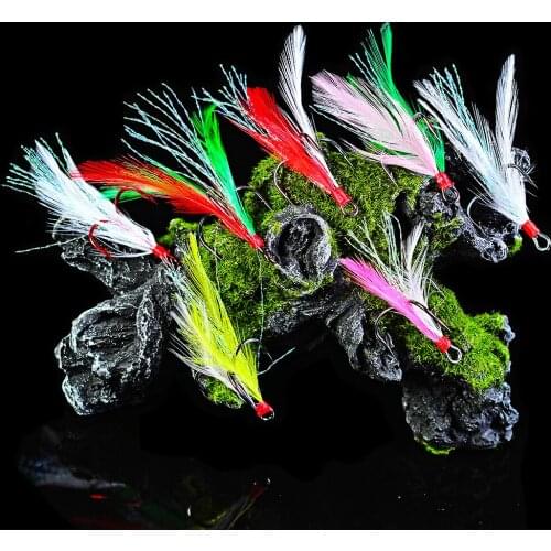 20pcs/Set Strong High Steel Carbon Treble Fishing Hooks With Feather Sharp Triple Barbed Fishing Hooks