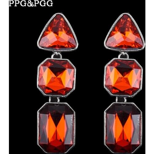 2020 Exquisite Vintage Classic brincos trend crystal geometric long stud earrings women red fashion statement earings