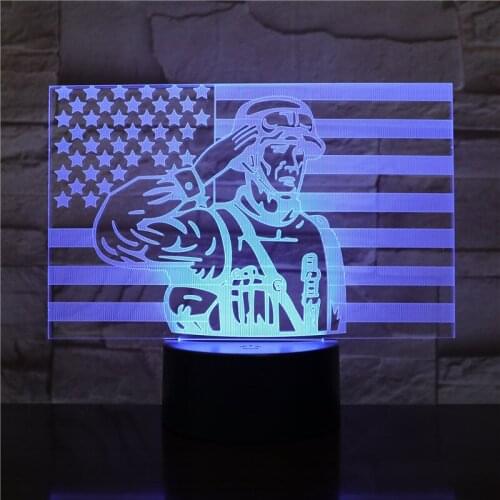 3D Table Lamp LED Novelty Acrylic Soldier Modelling USB Figure Shape Nightlight Decor 7 Colors Indoor Sleep Lighting Gifts 2490