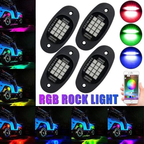 4 in 1 Waterproof for Jeep Car Truck SUV Off-road Bluetooth APP Control Atmosphere Lamp LED Underglow Light RGB Rock Lights