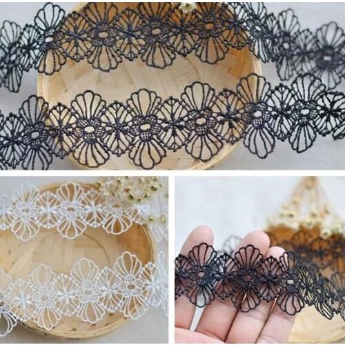 5 Meters Black White Water Soluble Lace Trim Applique 4cm Width