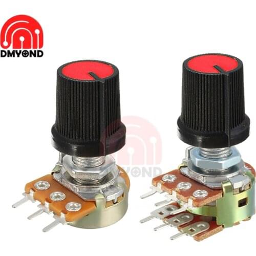 5PCS Red Color Rotary Potentiometer Linear Taper For Arduino Cap 1K 2K 5K 10K 20K 50K 100K 250K 500K 1M Ohm WH148 Knob Swtich