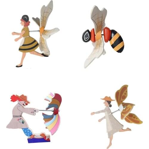 50LB Funny Outdoor Garden Statue Art Wooden Whirligig Clown Windmill Ornament Bee Elf