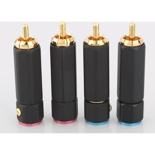 50pcs per lot Unprint RCA Plug Cable Male Connector for diy audio video cable plug RCA Non solder plug Connector