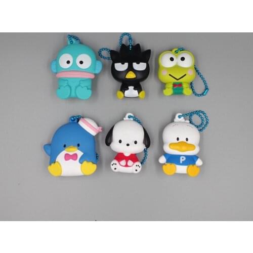 6PCS/lot 4.2-5.3CM Cool Penguin PACHA dog big mouth duck doll DIY patch material key chain accessory Pendant