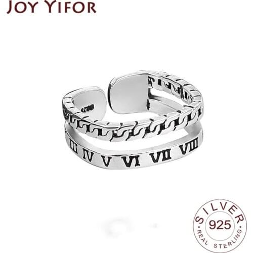 925 Sterling Silver Charming Irregular Chain Geometric Rings Gold Open Rings For Women Square Number Men Party Gifts Accessories