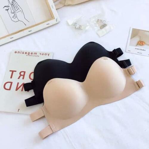 Biiggxx 2021 new summer strapless womens underwear gathered anti-skid top invisible wedding dress anti-glare thin bra