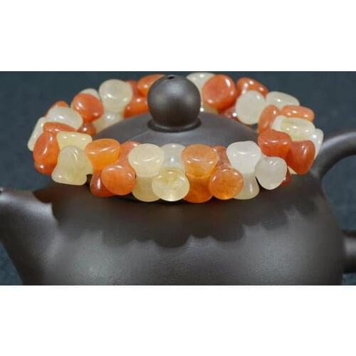 Natural raw rose gold jade bracelet bangle hand-carved jadite jade beads bracelets for women jade jewelry real jade gift