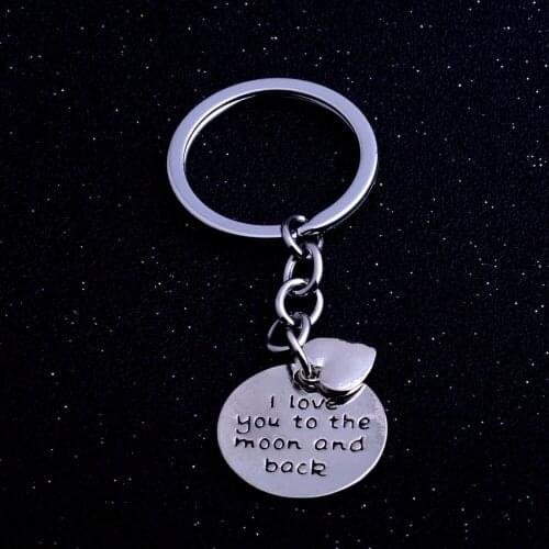 Love Heart Charms Keychain Keyring I Love You To The Moon And Back Women Family Lovers Gifts Valentines Day Presents Key Chains