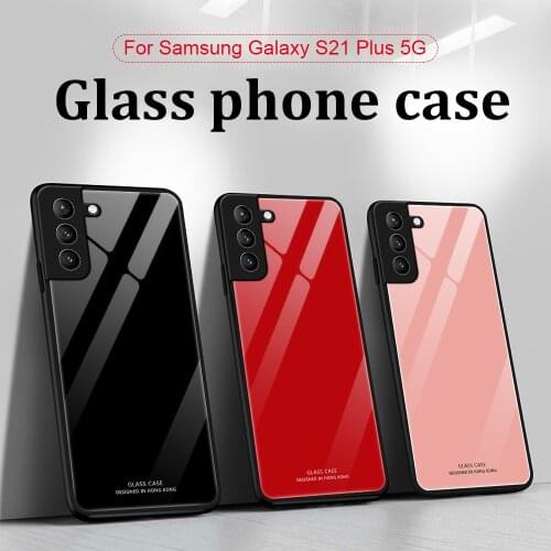 For Samsung Galaxy S21 Plus S21 Ultra 5G Pure Color Case For S21 Painted Tempered Glass Anti-Fall Protect Phone Shell